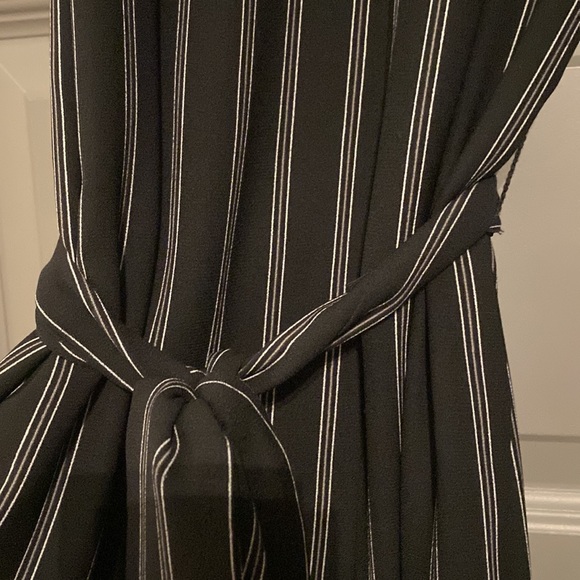 Striped jumpsuit, black with gray and white thin stripes - Picture 3 of 4